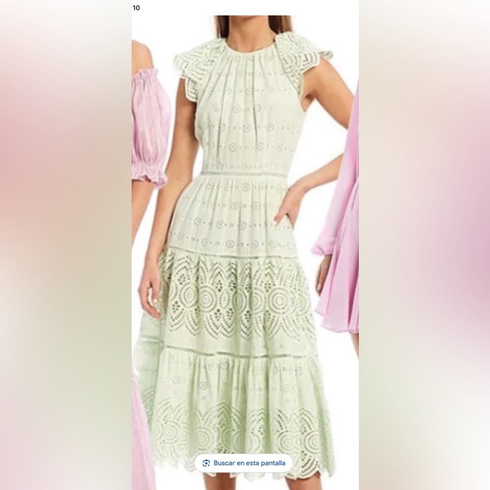 ANTONIO MELANI Mint Eyelet Midi Dress - Picture 1 of 10